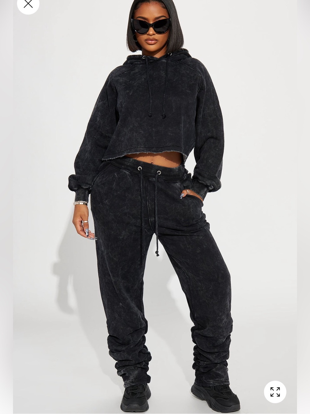 Fashion Nova Washed Black Drawstring Joggers and hoodie